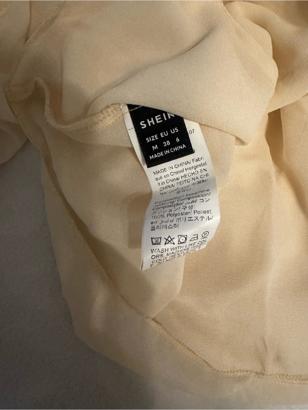 SHEIN Cream Asymmetrical Draped Skirt with Sheer Panels - Picture 4 of 4